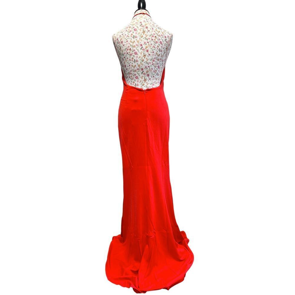 NWT Lovers Friends Rosa Gown Red Cutout Keyhole Halter Dress Floor Length Large - Picture 8 of 11